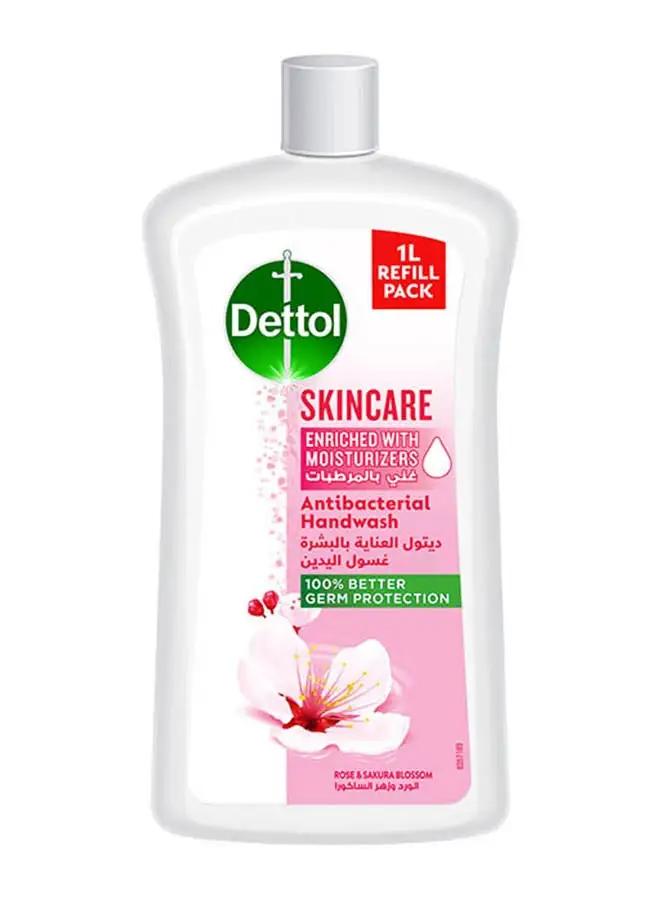 Dettol Skincare Handwash Liquid Soap Refill Rose And Sakura Blossom Fragrance 1Liters