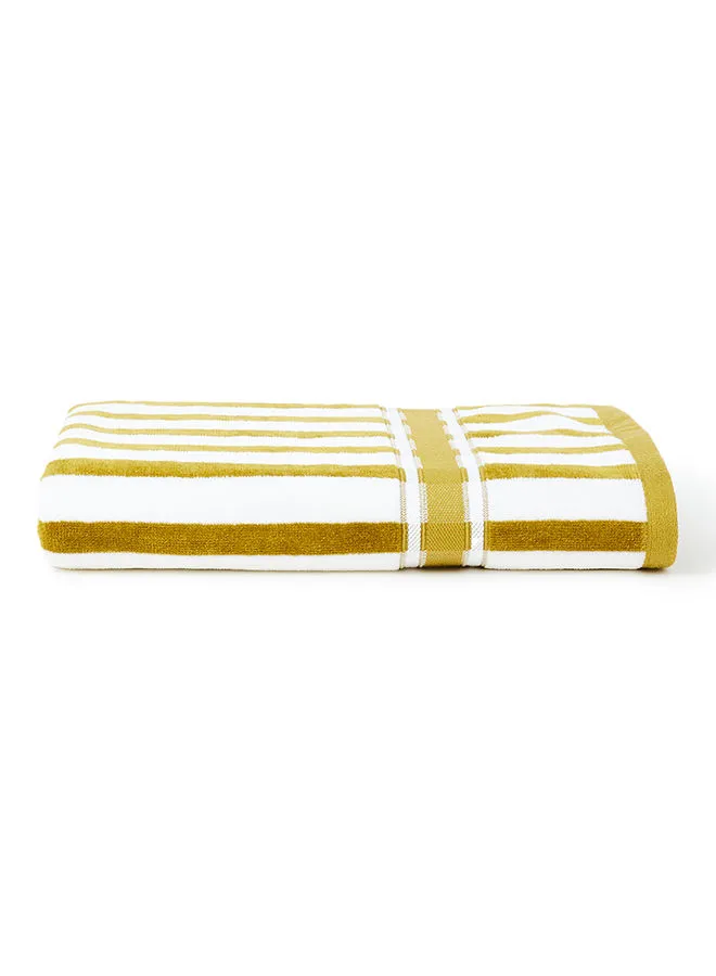 White Rose 100% Cotton Yarn Dyed Stripe Luxury 500 Gsm His And Her Super Cool Bath Sheet Yellow/White 80x160cm