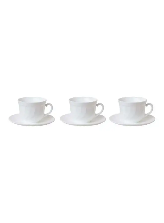 Luminarc 6-Piece Trianon Cup And Saucer Set White