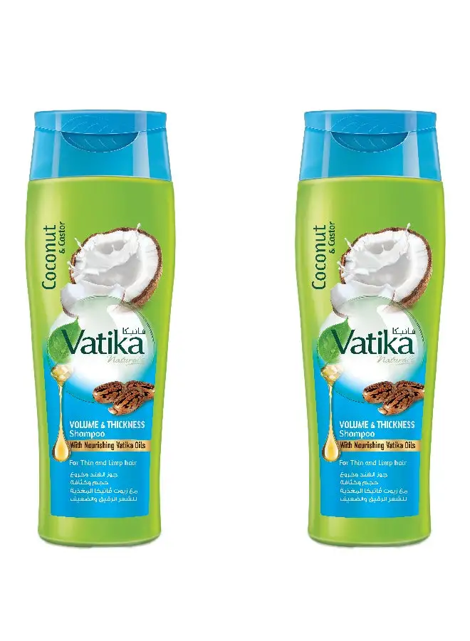 VATIKA Volume And Thickness Shampoo Enriched With Coconut And Castor For Thin And Limp Hair Pack Of 2 400ml