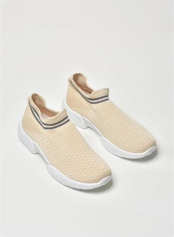 Cobblerz Textured Detail Lightweight Casual Slip-On Shoes Beige