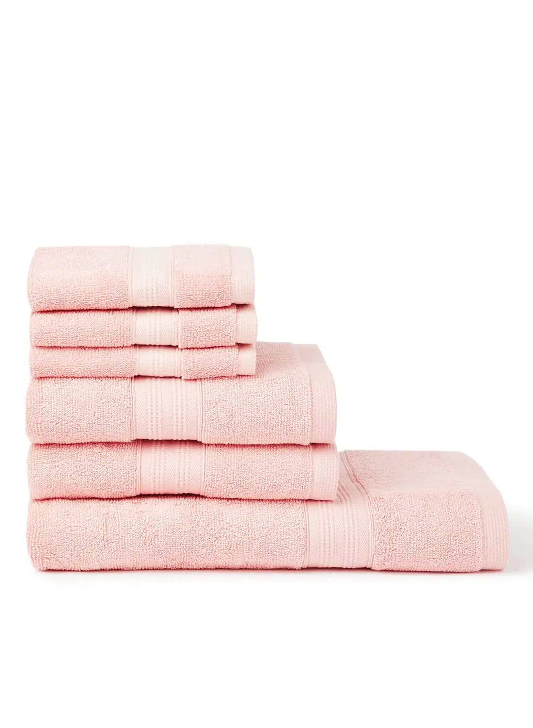 White Rose 6-Pieces Towel Set Fancy Border Pink 70X140cm