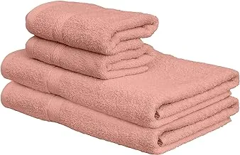 Deyarco - Princess - 4 Pcs Towel Set, Includes: Hand (40X70cm) And Bath (70X140cm) Towels, Fabric: 100% Cotton Terry, Pattern: Ringspun, Color: Peach