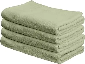 Deyarco - Princess - 4 Pcs Set Bath Towel, Fabric: 100% Cotton Terry, Size: 70X140cm, Pattern: Ringspun, Color: Sage Green