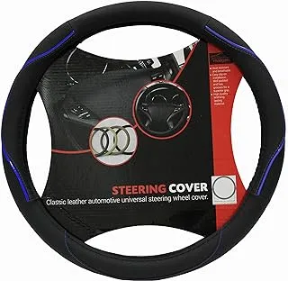 Maagen Line Leather Steering Cover (Blue)