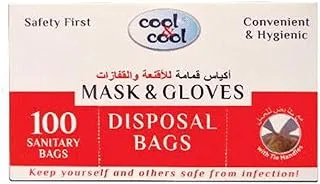 Cool & Cool Disposal Bags For Mask & Gloves, 100 Pieces