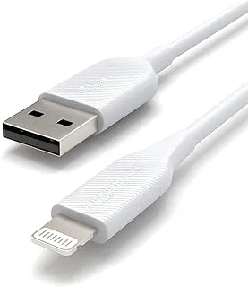 Amazon Basics USB-A to Lightning ABS Charger Cable, MFi Certified Charger for Apple iPhone 14 13 12 11 X Xs Pro, Pro Max, Plus, iPad, 3 Foot (1M), White