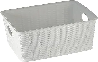 Stefanplast Elegance Rattan Basket, White, 25 X 19 X 10 Cm