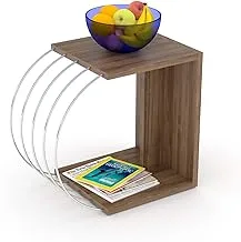 HomeCanvas Case End Table Living Room Made In Turkey Side Table (Walnut-Chrome, Side Table)