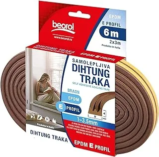 Beorol Self Adhesive Window And Door Sealing Tape Brown E Profile 6M Epdm - Beorol