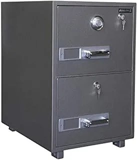 Mahmayi Secureplus 680-2Dk 2 Dial Lockable Drawer Storage Hammertone Paint Finish Fire Filing Cabinet -W53Cm X D68Cm X H82.3Cm (Grey), SD6802DK2