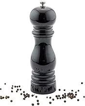 7.5-IN Classic French Pepper Mill: Perfect for Restaurants, Cafes, and Catered Events - Adjustable Coarseness Pepper Grinder - High Gloss Black Environment-Friendly Rubberwood - 1-CT - Restaurantware