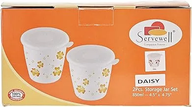 Servewell Melamine Jar Diasy - 2 Pieces - White & Orange