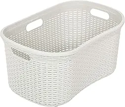 Addis Faux Rattan Hipster Laundry Clothes Basket, Mineral Grey 40 Litre Capacity, 518593