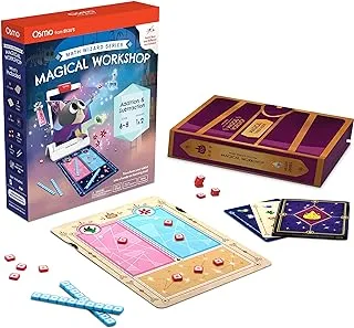 Osmo - Math Wizard and The Magical Workshop For Ipad & Fire Tablet - الأعمار 6-8 / الصفوف 1-2 - الجمع والطرح - مستوحى من المنهج الدراسي - لعبة جذعية (مطلوب قاعدة Osmo)