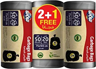 Wow Oxo-Biodegradable Garbage Bags 3 Rolls, 50 Gallon Capacity, Black