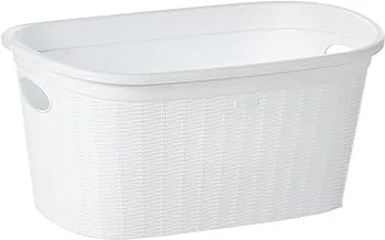 Stefanplast Elegance Laundry Basket, White/Dove Grey/Moka, 38 x 58 x 28 cm, PRO175