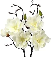 YATAI Pack of 2 Yulan Magnolia Artificial Flowers Spray Branches Artificial Plants Leaf Silk Flowers Wholesale Fake Flowers for Home Table Vase Centerpiece Festival Ornament Wedding Decor (White)