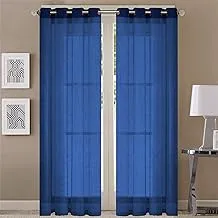 Queenzliving Symphony Sheers Curtain, Long Door 9 Feet- Pack Of 2, Navy Blue