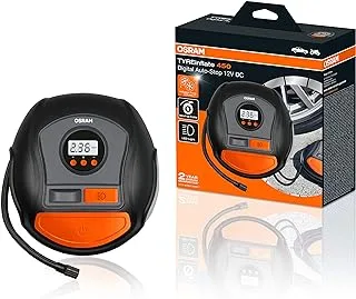 OSRAM TYREinflate 450, digital tire inflator, Auto-stop, Memory, LED light, Backlit Display, portable air compressor cars, small vans, Max 100 PSI /5.5 BAR, air pump inflates tires in 2.5 min