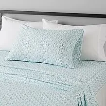 Amazon Basics Lightweight Super Soft Easy Care Microfiber Bed Sheet Set with 14” Deep Pockets - Twin, Aqua Fern