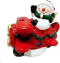 Harmony Xmas Led Lighted Ceramic Snowman On The Plane Figurine13*9.5 * 12Cm