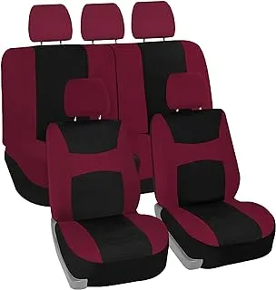 FH Group Automotive Seat Covers Burgundy Universal Fit Bucket And Bench Cover Fits Most Cars, Suvs, And Trucks (Full Set Airbag Compatible With Split Bench) FB030BURGUNDY115-SEAT