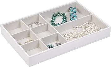 Richards Homewares Jewelry Storage Organizer Tray, 8-Compartment without Ring Holder, Pebbled Grey 8-Compartment without Ring Holder 53214