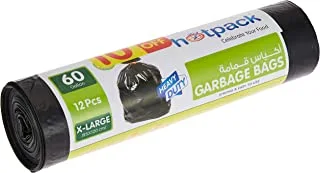 Hotpack Disposable Strong & Bio-Degradable Heavy Duty Garbage Black Bag Roll 95x120cm, 12 Pieces