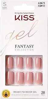 KISS Gel Fantasy Nails Short Length KGN12, Pink, 28 Pieces