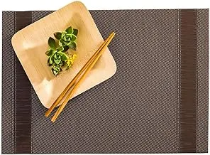 Artisan Stripe Brown Vinyl Woven Placemat - Heat Resistant, Stain Resistant 16