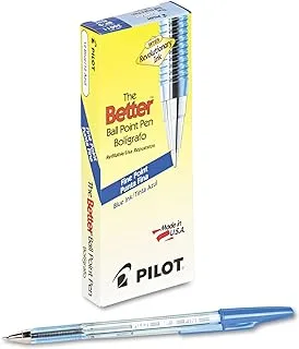 Pilot The Better Ball Point Pen Recillable Ballpoint Stick أقلام ، Fine Point ، حبر أزرق ، 12 عبوة (36011) ، صندوق دزينة (0.7 مم - رفيع)