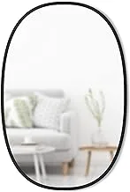 Umbra Hub مرآة حائط بيضاوية ، 24 × 36 بوصة مرآة معلقة مزخرفة بإطار مطاطي واق ، أسود ، 24 × 36 بوصة