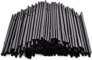 Black Plastic Straw 6mm Straws for Coffee Cocktail Black Plastic Sipping Stirrers Long Drink Stir Sticks For Bars Cafes Restaurants Home Use - Pack Of 500 Pieces.