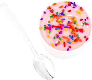 Silver Plastic Spoon Disposable Plastic Dessert Spoon - Heavy Duty Premium Plastic - 5.5