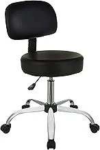 Amazonbasics Multi-Purpose Drafting Spa Bar Stool With Back Cushion And Wheels - Black, Bifma Certified