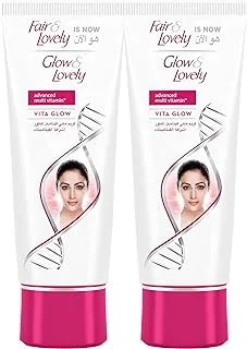 كريم الوجه Fair & Lovely ، المعروف سابقًا باسم GLOW & LOVELY مع VitaGlow Advanced Multi Vitamin للحصول على بشرة متوهجة ، 100 جرام (عبوة من قطعتين)