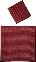 Princess 100% Cotton Dobby Jacquard Table Cloth Napkins- 50X50cm - Maroon 6Pc Set