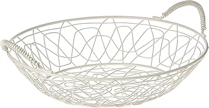 Harmony round shape basket with handle, silver, stainless steel