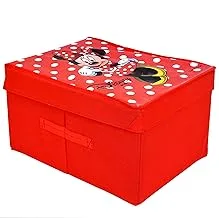 صندوق تخزين منظم التخزين بغطاء قابل للطي من قماش غير منسوج مطبوع عليه ميني ديزني من Fun Homes Disney مع غطاء ، كبير جدًا (أحمر)