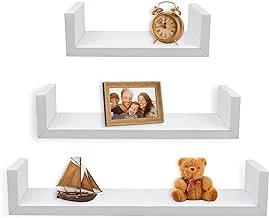 Greenco Set Of 3 Floating U Shelves, White Finish