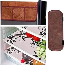 Kuber Industries Cloth 3 Pieces Fridge Mat, 1 Piece Handle Cover And Top (Multi)