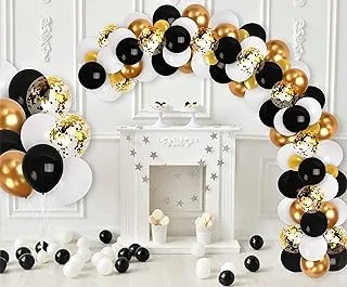 Gold Black Balloon Garland Kit White Balloons Arch New Years Eve Decorations For Birthday Wedding Engagement Party 2021 Graduation Decor