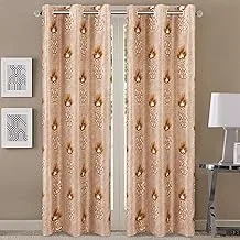 Queenzliving Secret Linen Curtain, Door 7 feet- Pack of 2, Brown