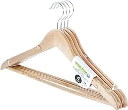 Royalford 4Pcs Rotating Wooden Hanger Set – Made from Quality Natural Wood, Clothes Coat Garment Suit Hangers - Twisted Hook, Convenient Size, Elegant & Non-Slip Design for Organizing Your Wardrobe