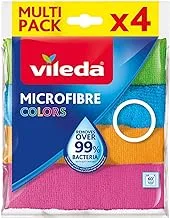 Vileda Microfibre Cloth, Absorbent, Hygienic, Versatile, Durable, Washable 30x30 Cm, 4 Pcs , Multi color , ‎150538