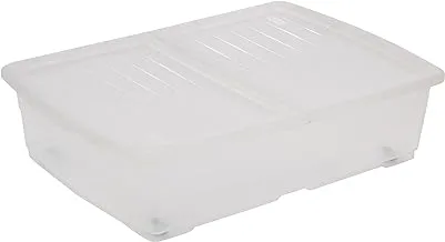 Cosmoplast Plastic Storage Box Clear With Lid For Under-Bed 45 Liters