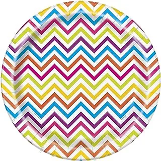 Unique Rainbow Chevron Plate 8-Pieces, 7 Inch Diameter, Multicolour