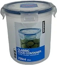 Locknlock Hpl932D Food Container, Clear/Blue, 700 Ml, Round, Plastic