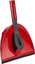 Vileda 2x1 Short Handle Dustpan Standard – Dustpan And Brush, Ultra-Thin Black Fibers, Red Fibers, Ergonomic, Versatile, - Red & Black (25 x 5 x 35 cm)